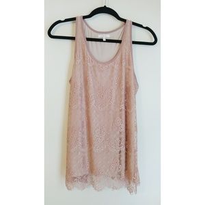 Maurices Blush Pink Eyelash Lace Tank